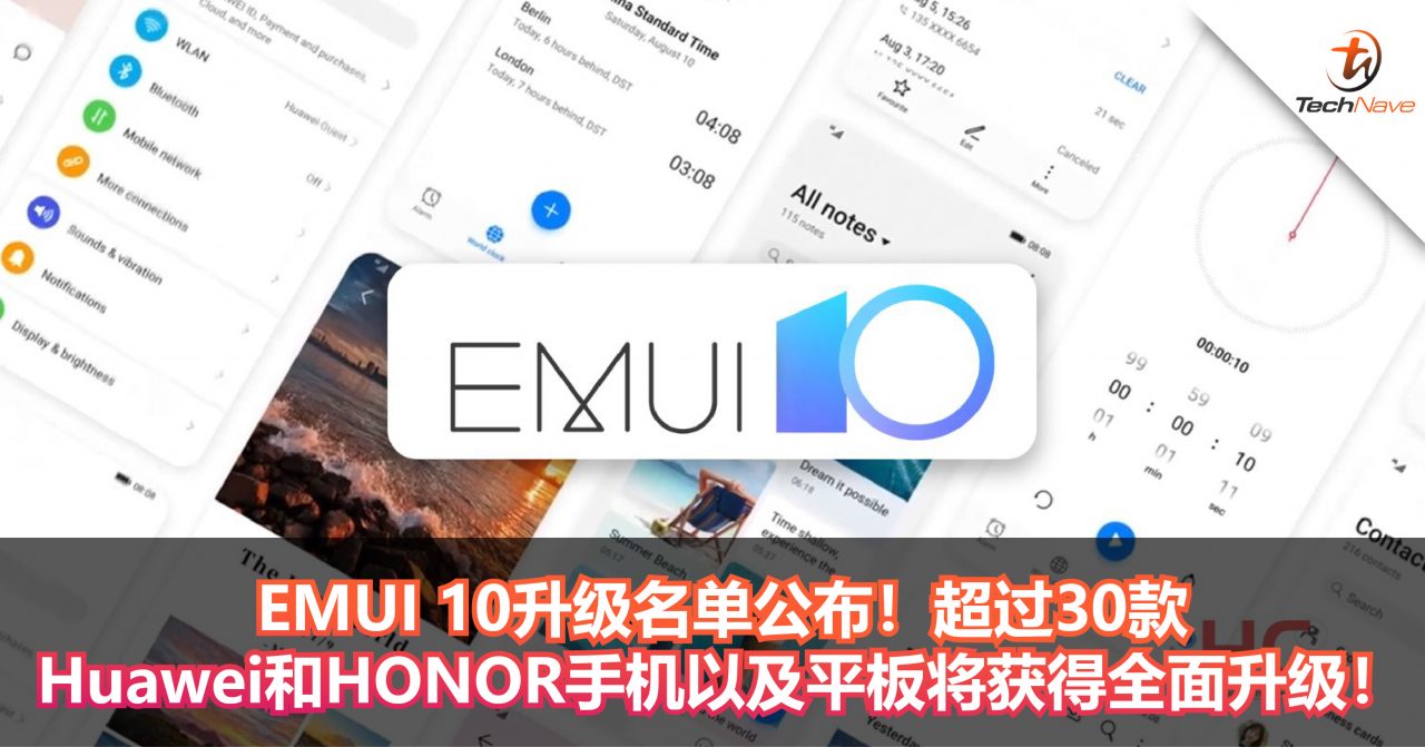 EMUI 10升级名单公布！超过30款Huawei和HONOR手机以及平板将获得全面升级！