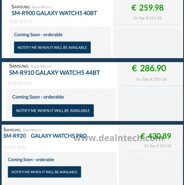 Samsung Galaxy Watch 5/5 Pro 售价曝光：约RM1177 起，8 月10 日发布