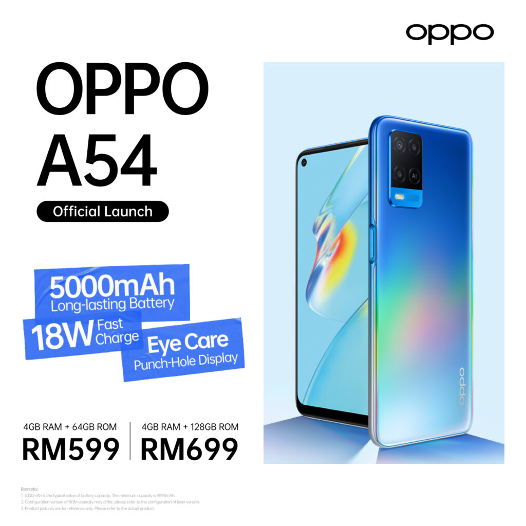 OPPO A54大马发布!售价RM599起!前置16MP镜头+5000mAh大电池+18W快充 ...