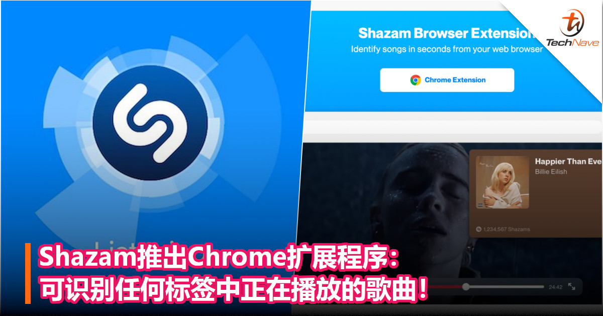 Shazam推出Chrome扩展程序：可识别任何标签中正在播放的歌曲！