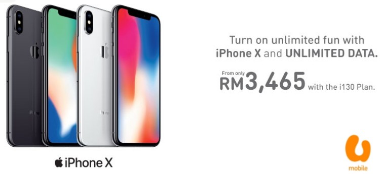 U Mobile推出iPhone X签购配套，从RM3465起还送出RM200 Mac City礼券！