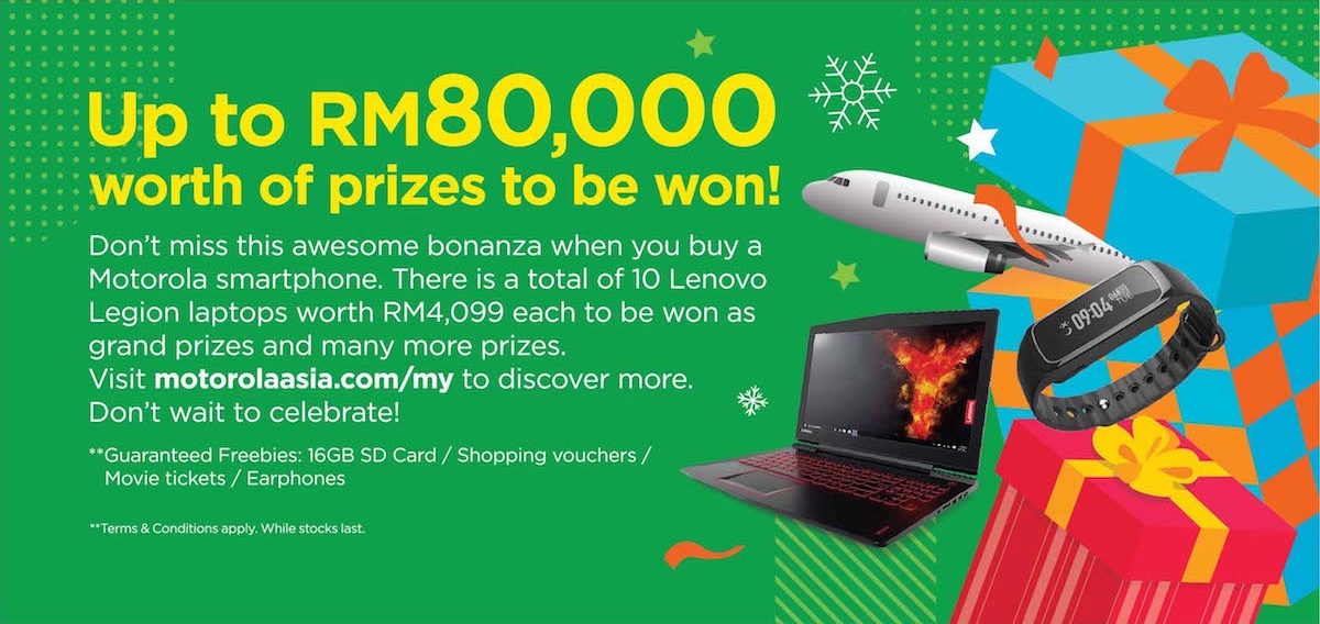 Motorola祝你圣诞节快乐，总值达RM80,000的赠品准备送给你！