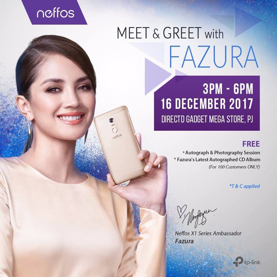 Neffos让你在12月16日让你以RM449购买Neffos X1 Lite，还可以和马来女星Fazura见面！
