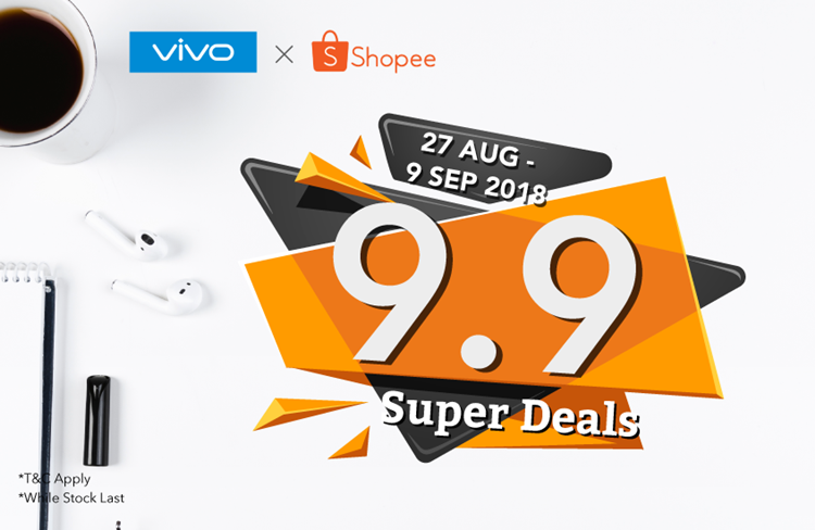 配合Shopee的9.9 Super deals，VIVO送出折扣promo codes！