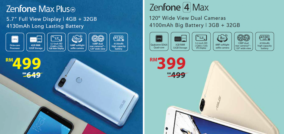 RM399起！ASUS ZenFone Max Plus与ASUS ZenFone 4 Max获得价钱调整！