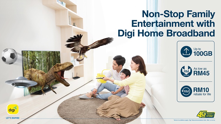 Digi Home Broadband配套让你获得50%更多的上网数据！价格从RM45起！