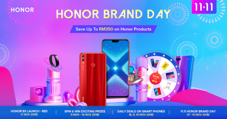 honor将在11.11的honor Brand day提供惊人的优惠！折扣高达RM350！