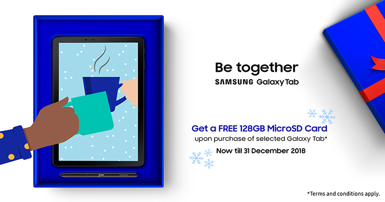现在购买Samsung Galaxy Tab，你就可以免费获得高达128GB的Micro SD卡！