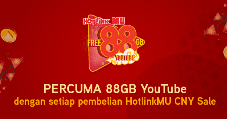 现在开始Hotlink用户可以免费获取88GB Youtube使用数据流量！