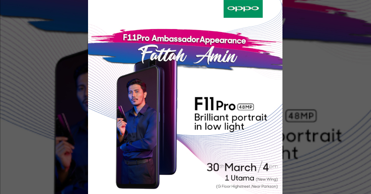 OPPO F11 Pro将于3月30日在1 Utama举办首卖会！预购手机还可获得价值RM347的手机配件！
