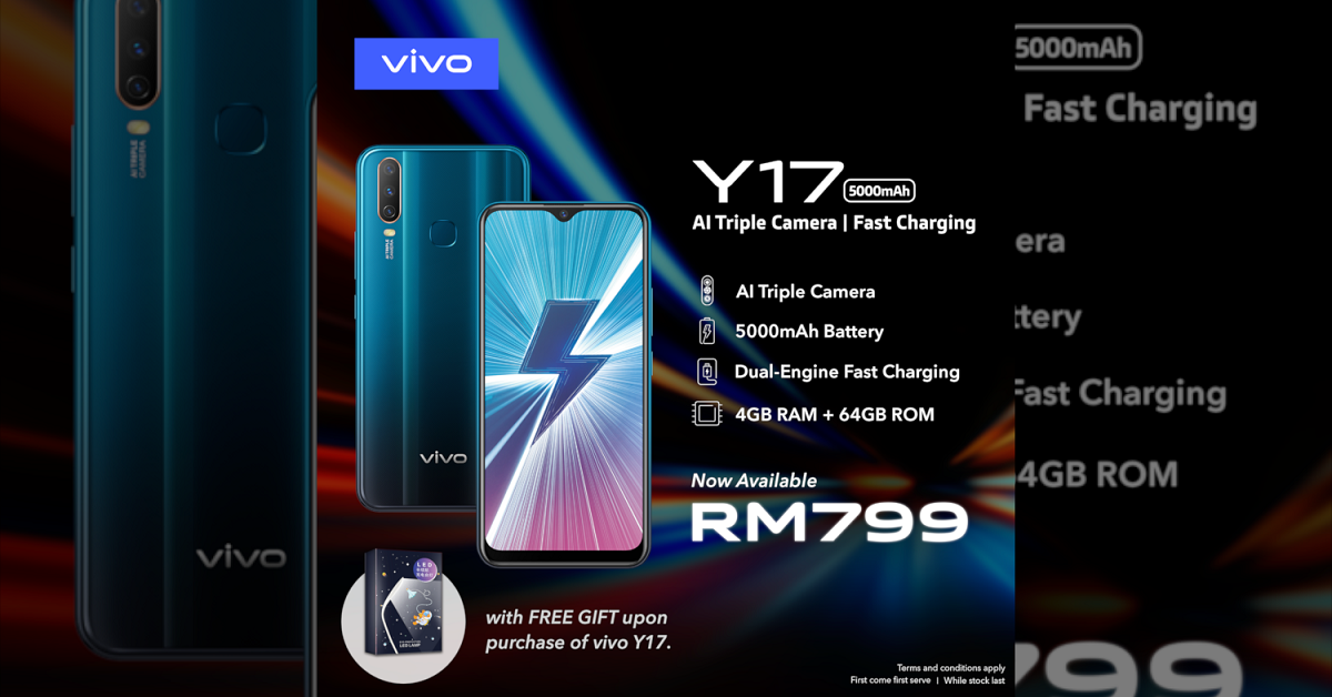 Vivo Y17以RM799的价格于大马开售！5000mAh+后置3摄像头！