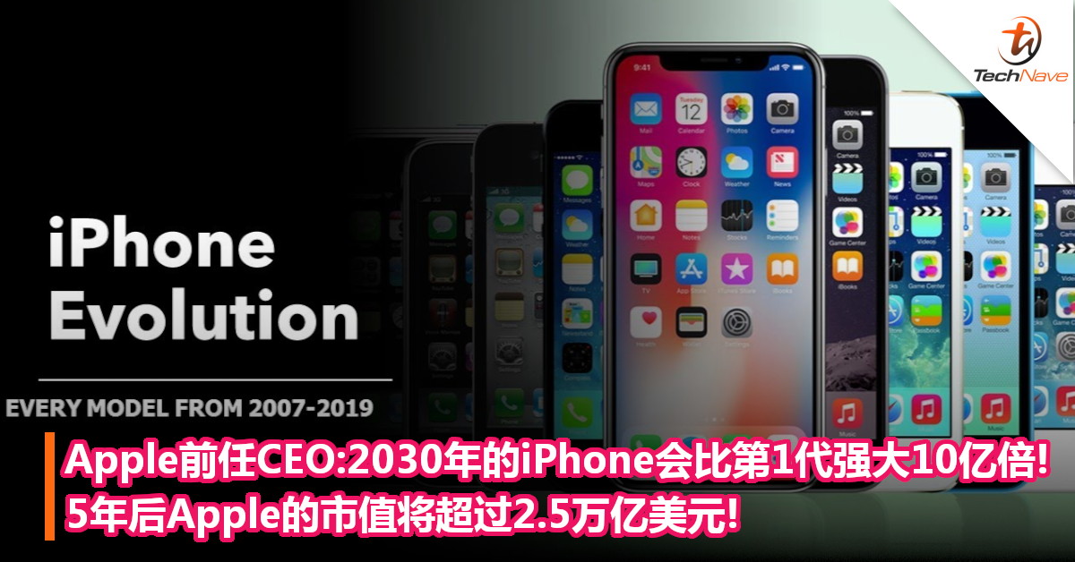 Apple前任CEO：2030年的iPhone会比第1代强大10亿倍！5年后Apple的市值将超过2.5万亿美元！