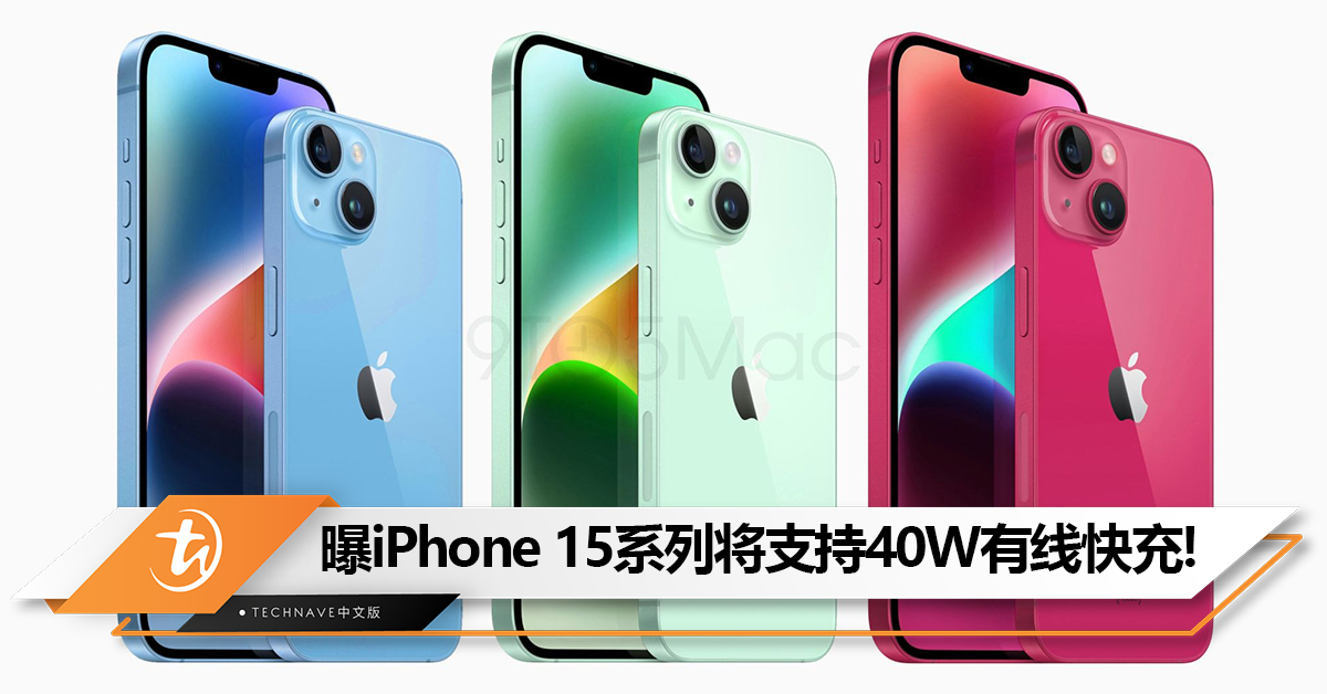大幅提升！曝iPhone 15 系列将支持40W有线快充+20W MagSafe充电