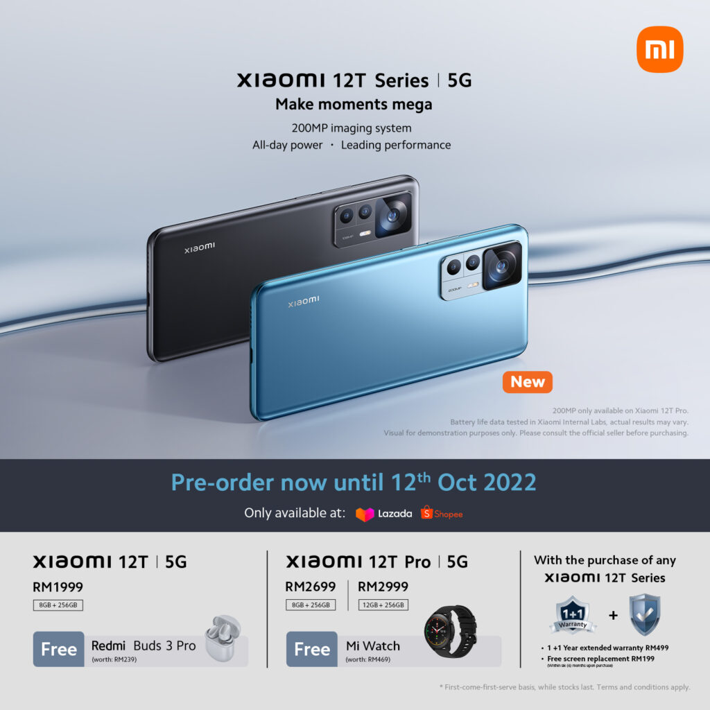 Xiaomi 12T系列大马发布：200MP主摄+120W快充+Snapdragon 8+ Gen 1！售