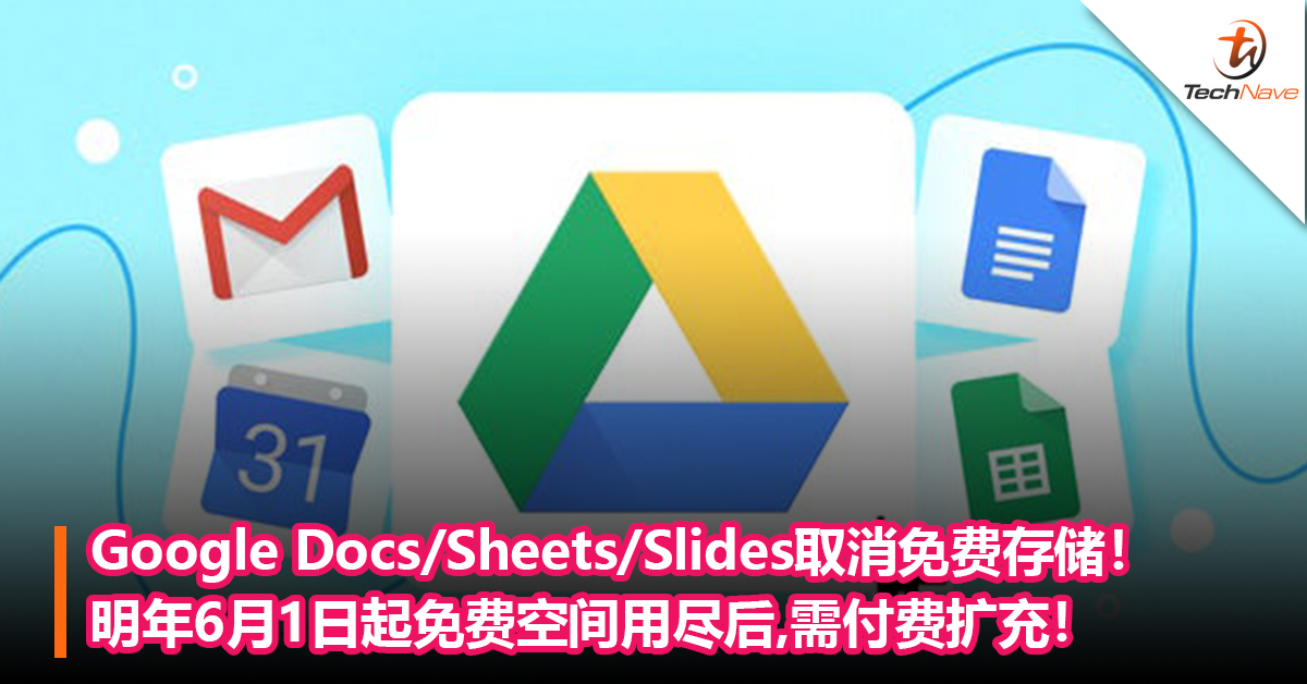 Google Docs/Sheets/Slides取消免费存储空间！明年6月1日起免费空间用尽后，需付费扩充储存！