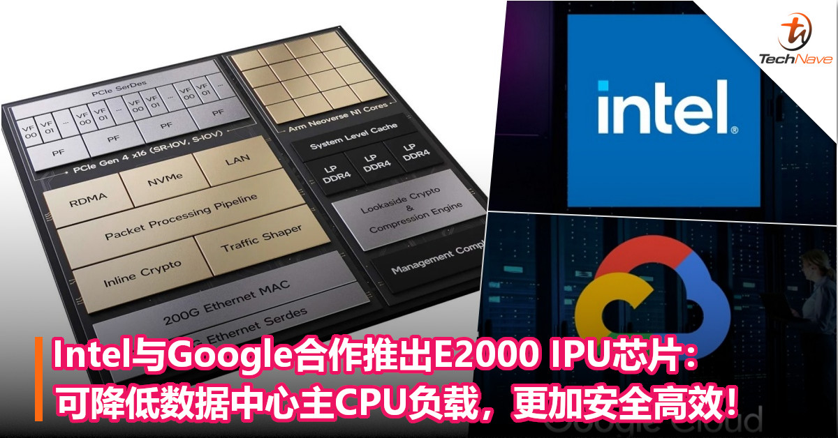 Intel与Google合作推出E2000 IPU芯片：可降低数据中心主CPU负载，更加安全高效！