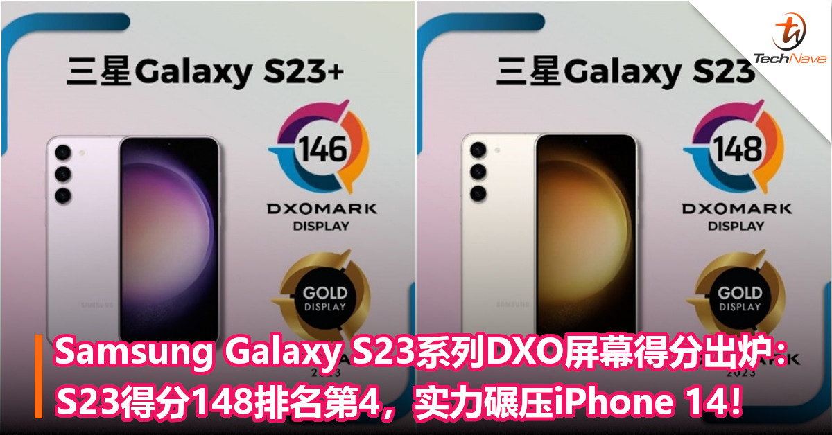 Samsung Galaxy S23系列DXO屏幕得分出炉：S23得分148排名第4，实力碾压iPhone 14！