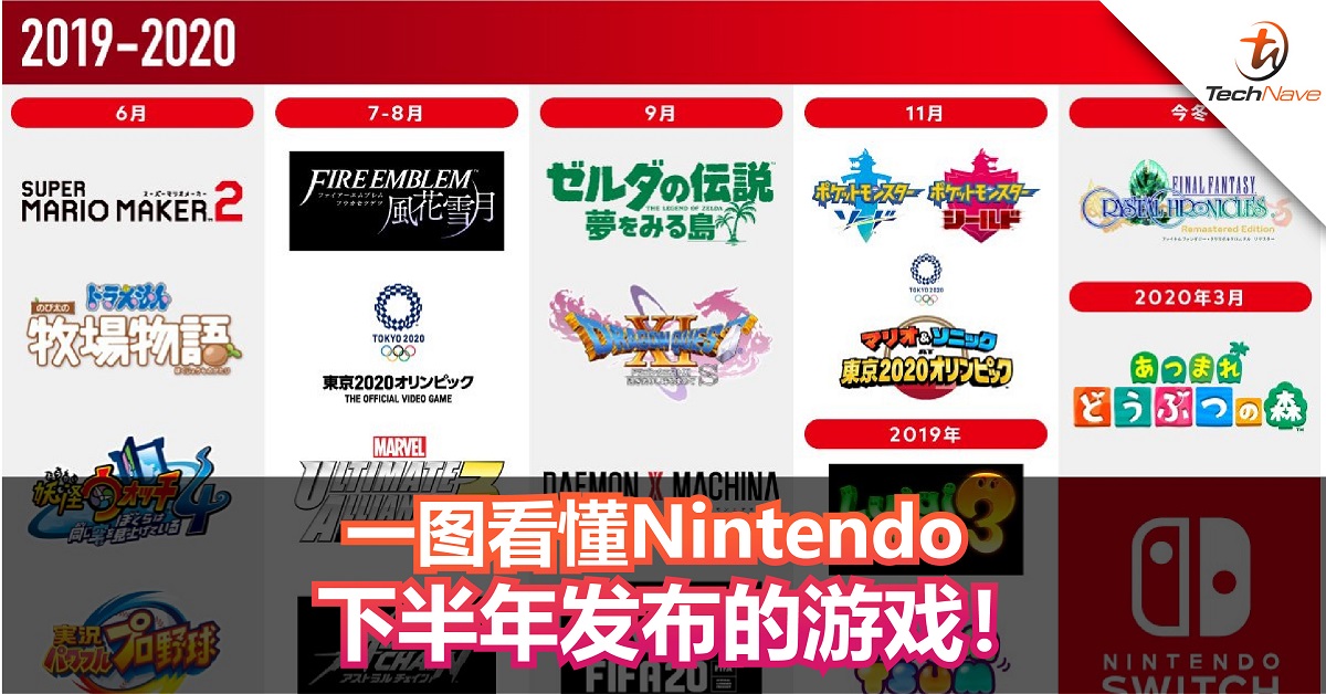 一图看懂Nintendo下半年游戏发售！6月将迎来两款人气游戏！