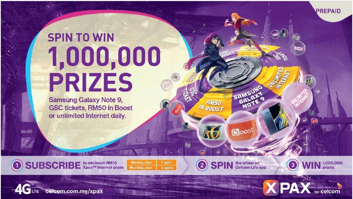 好康来啦！Celcom准备总值1,000,000 的奖品送给幸运的Xpax用户！