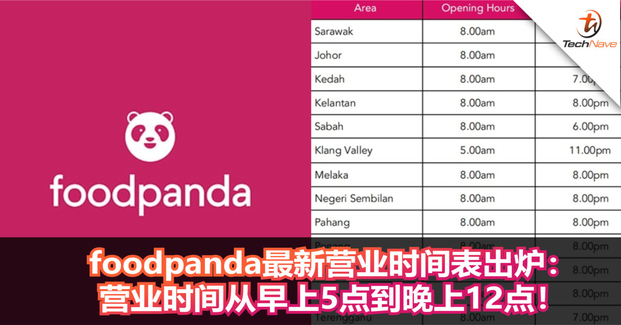 foodpanda最新营业时间表出炉：营业时间从早上5点到晚上12点！