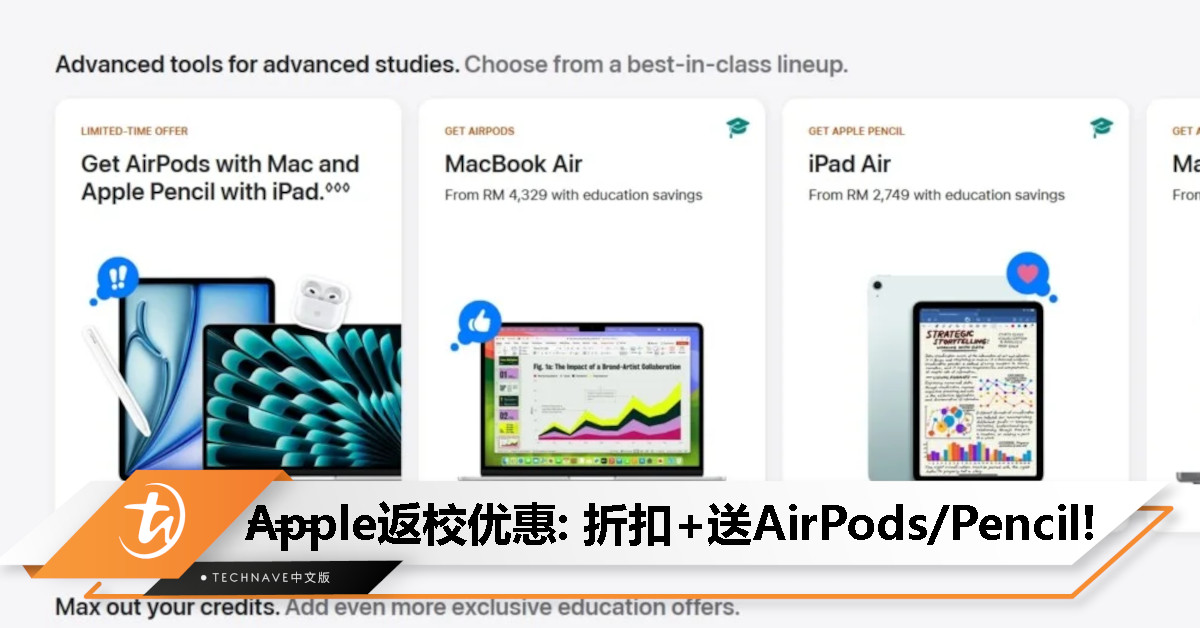 Apple返校优惠回来了！Mac/iPad折扣高达RM470，还送AirPods/Pencil！