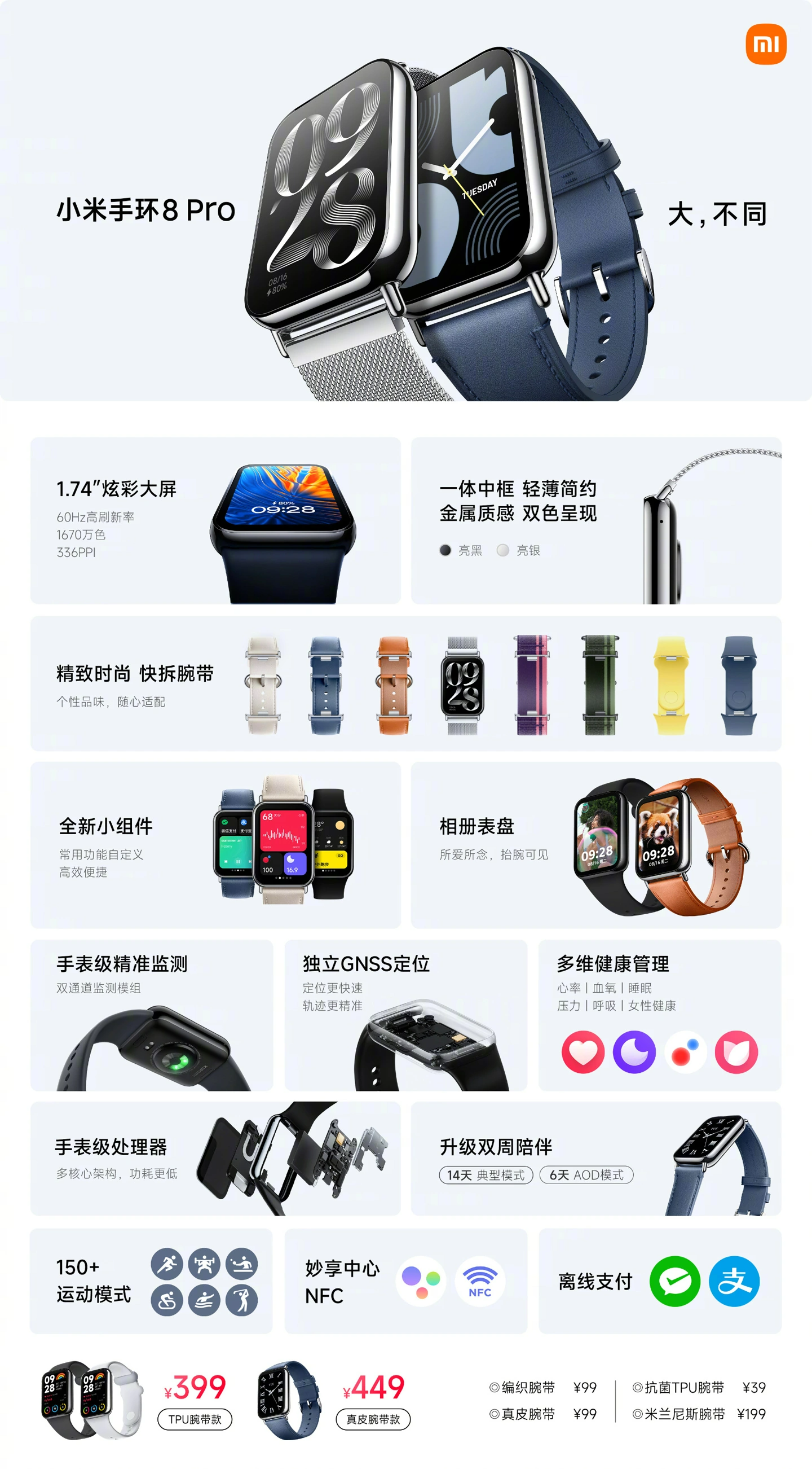 HOT格安[新品]Xiaomi Smart Band 8 Pro 中国版 時計