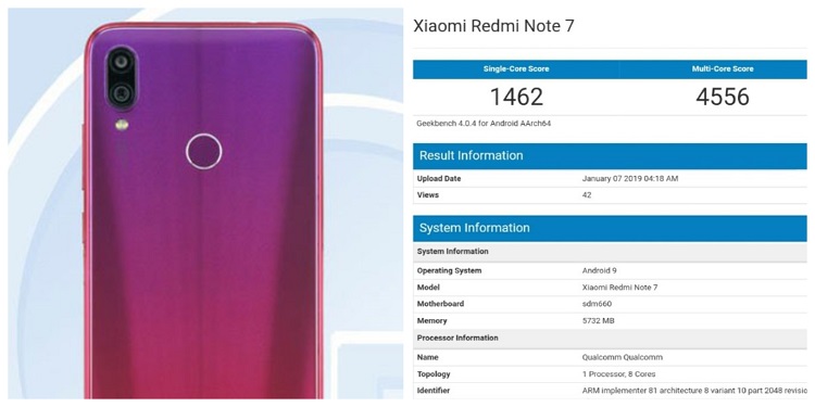 Redmi Note 7 Geekbench跑分曝光！Snapdragon 660！