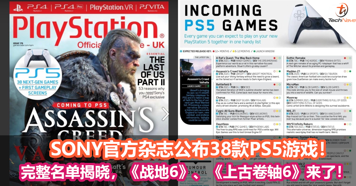 SONY官方杂志公布38款PS5游戏！完整名单揭晓，《战地6》、《上古卷轴6》来了！
