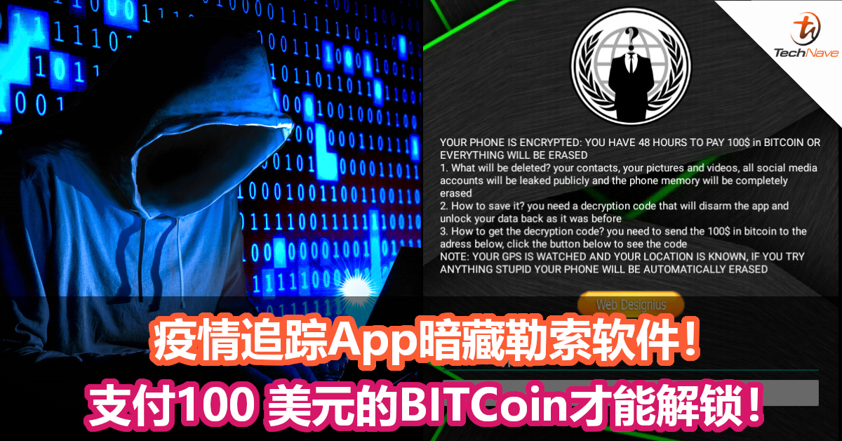疫情追踪App暗藏勒索软件！支付100 美元的BITCoin才能解锁！