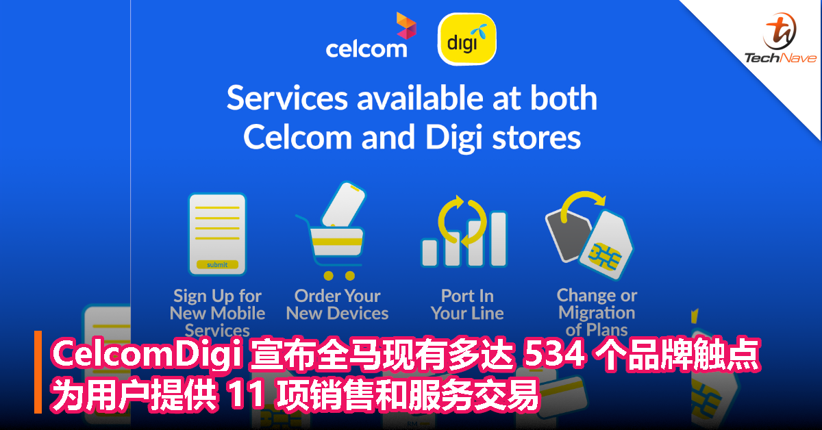 CelcomDigi 宣布全马现有多达 534 个品牌触点，为用户提供 11 项销售和服务交易