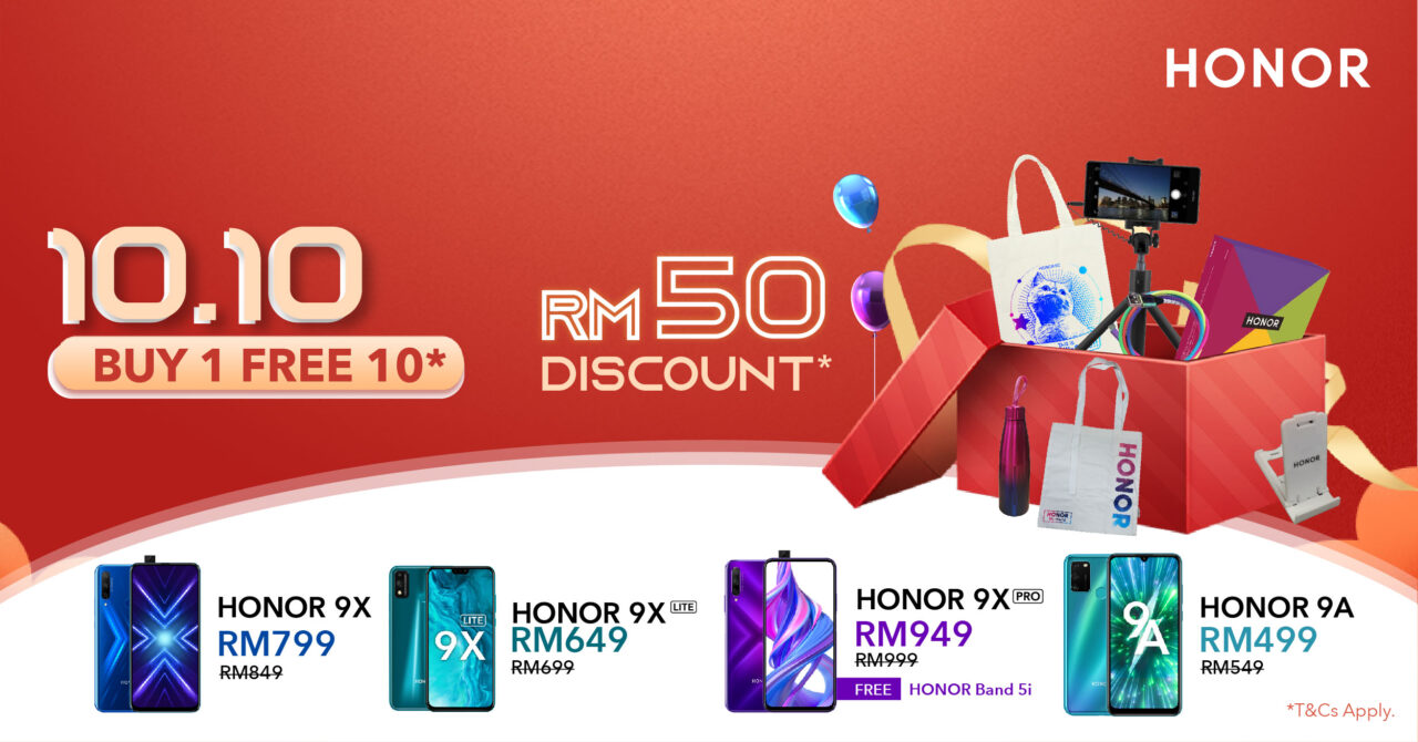 Buy 1 HONOR product to get 10 mystery gifts for free with the 10.10 ...