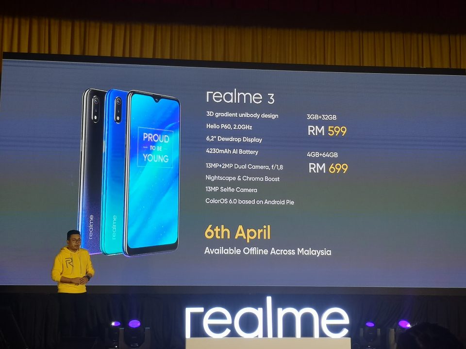 Realme 3正式发布！搭载了4230mAh大电池容量！售价从RM599起！