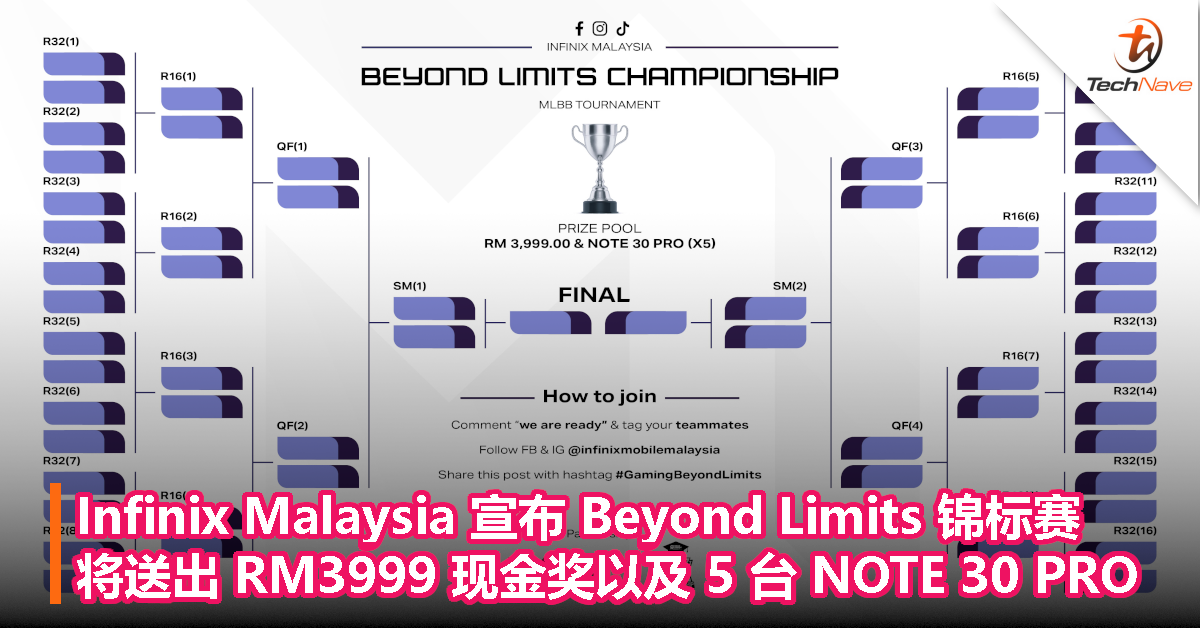 Infinix Malaysia 宣布 Beyond Limits 锦标赛！将送出 RM3999 现金奖以及 5 台 NOTE 30 PRO