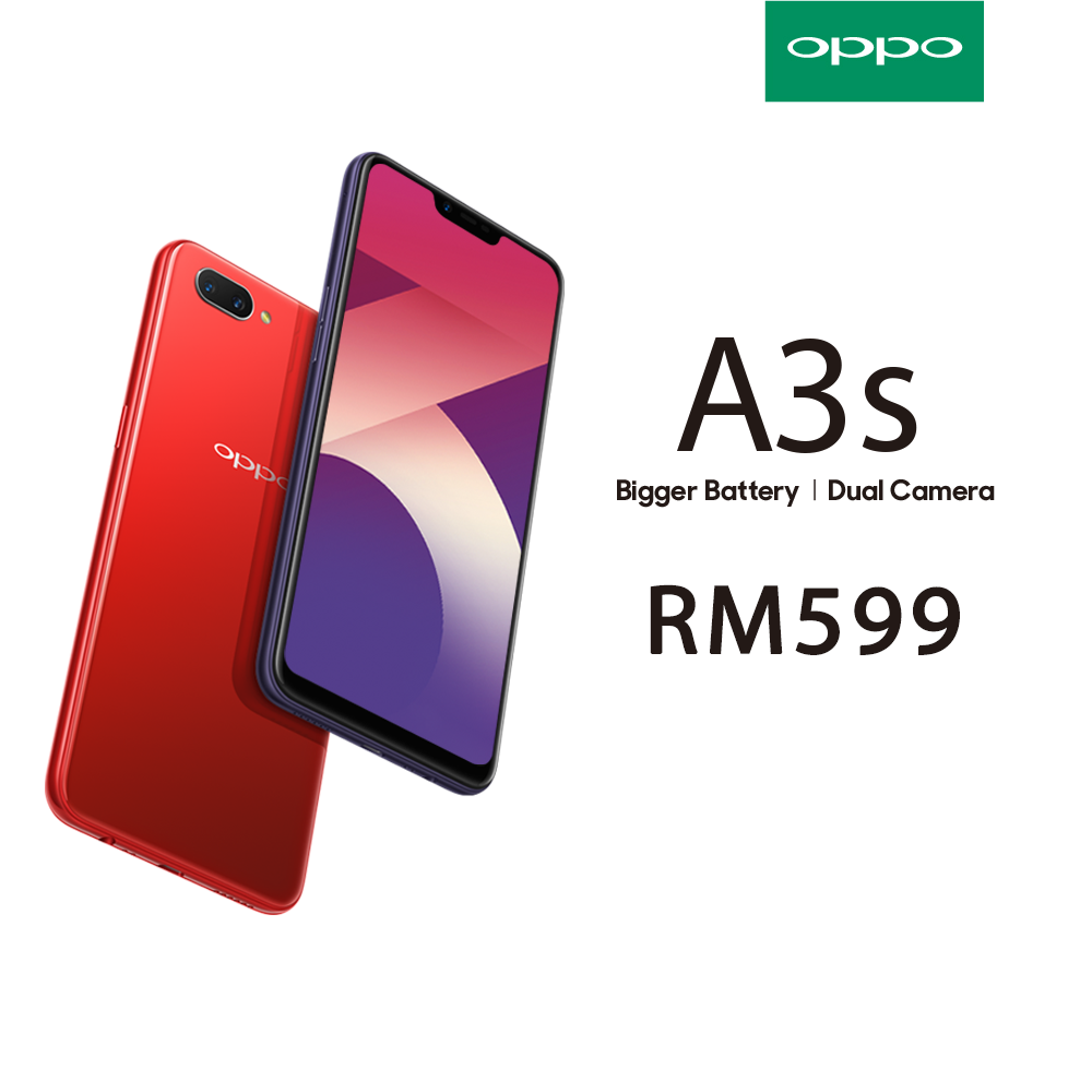 OPPO新入门手机驾到！13MP+2MP双摄像头配置 + Snapdragon 450，OPPO A3s售价RM599！