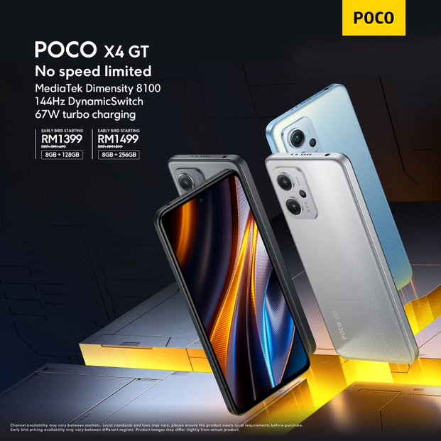 POCO F4和POCO X4 GT 大马发布：天玑8100+67W快充+144Hz高刷！早鸟价