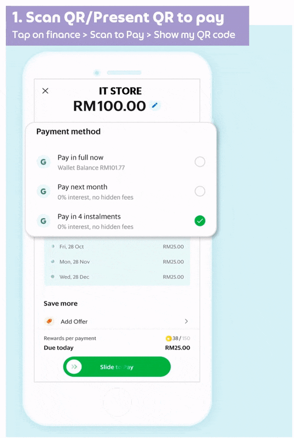 PayLater by Grab Paying in store Steps