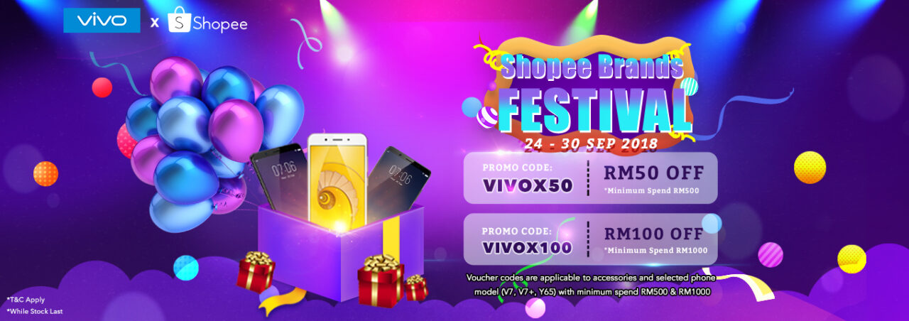 vivo x Shopee品牌日优惠！使用兑换码获得最高RM100折扣！