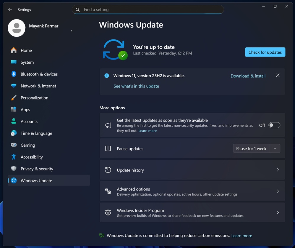 Microsoft新版本上线！Win11 25H2已全面推送至所有符合条件设备，但