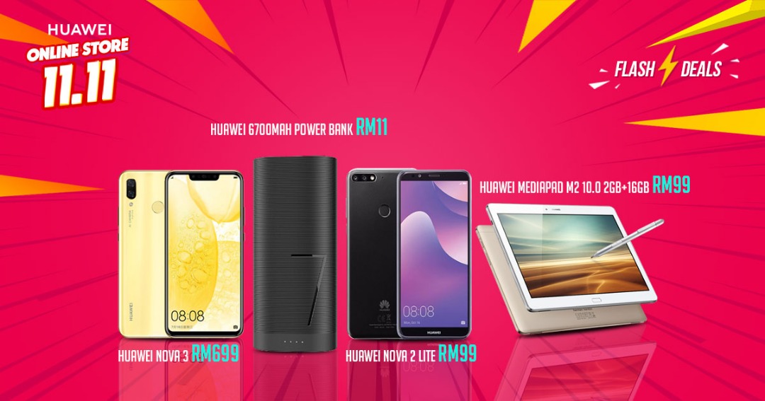 11.11快闪超值优惠！Huawei 手机最低只需RM99, Huawei Nova 3 折扣高达RM1000！