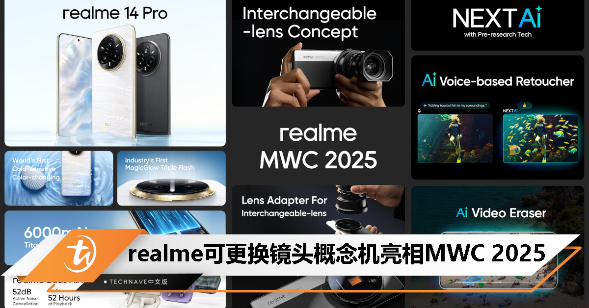 realme 亮相 MWC 2025：realme 14 Pro 5G 发布，可更换镜头概念机震撼登场