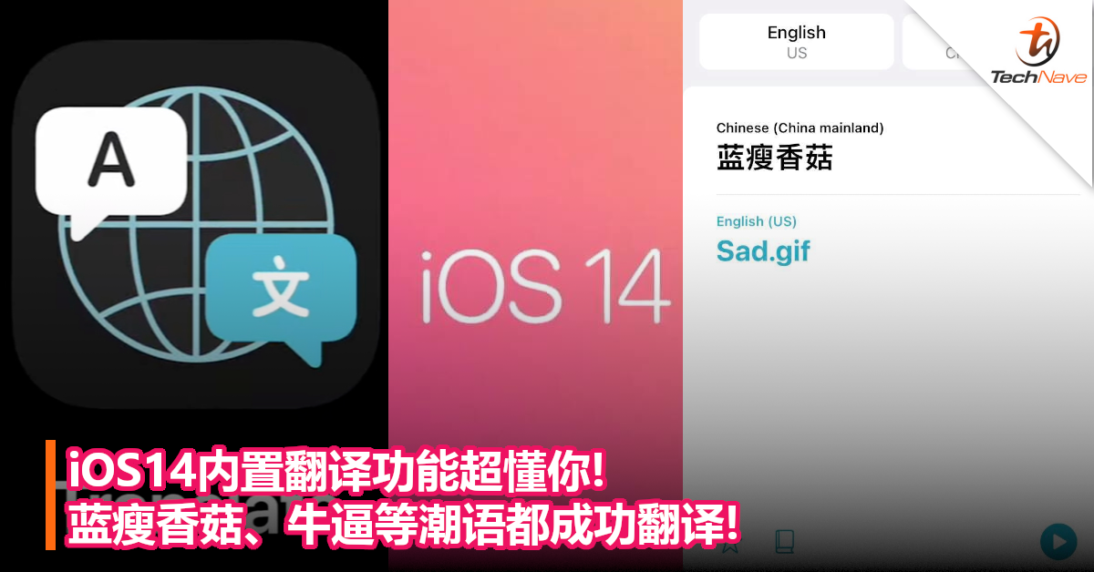 iOS14内置翻译功能超懂你! 蓝瘦香菇、牛逼等潮语都成功翻译!