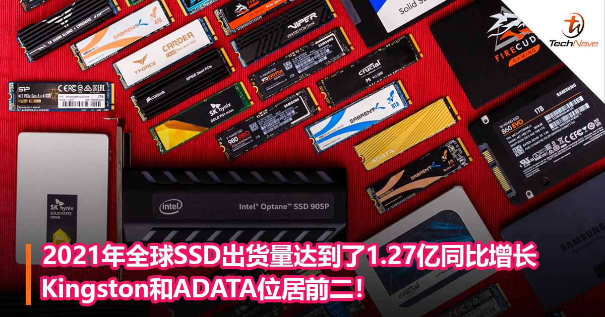 2021年全球SSD出货量达到了1.27亿同比增长11%，Kingston和ADATA位居前二！