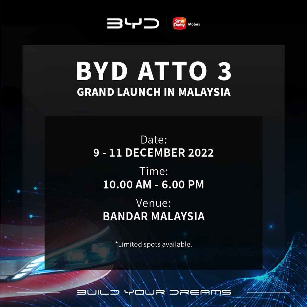 new byd atto 3 grand launch in malaysia on dec 9 1