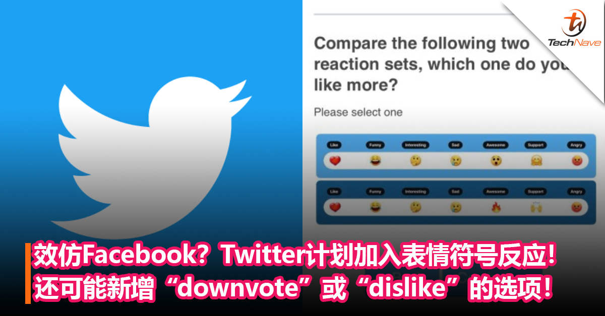 效仿Facebook？Twitter计划加入类似Facebook风格的表情符号反应！还可能新增“downvote”或“dislike”的选项！