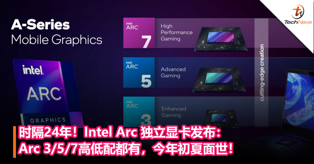 时隔24年！Intel Arc独立显卡发布：Arc 3/5/7高低配都有，今年初夏面世！