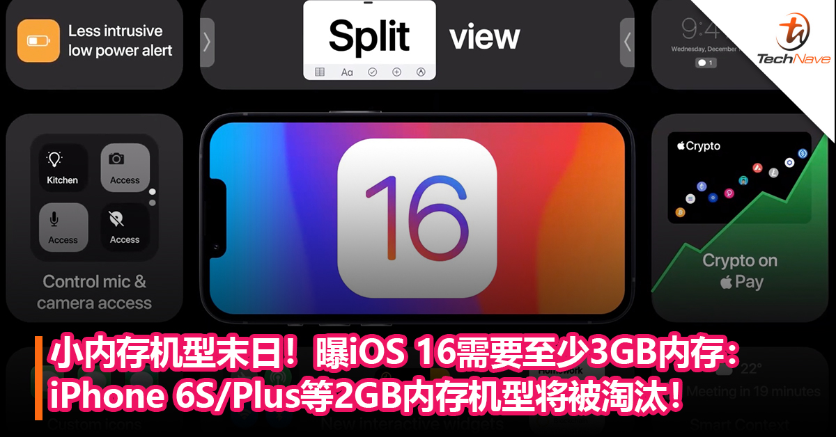 小内存机型末日！曝iOS 16需要至少3GB内存：iPhone 6S/Plus等2GB内存机型将被淘汰！