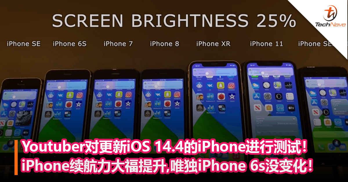 老用户可以放心更新！ Youtuber对更新iOS 14.4后的iPhone进行续航测试！旧iPhone续航力大福提升！