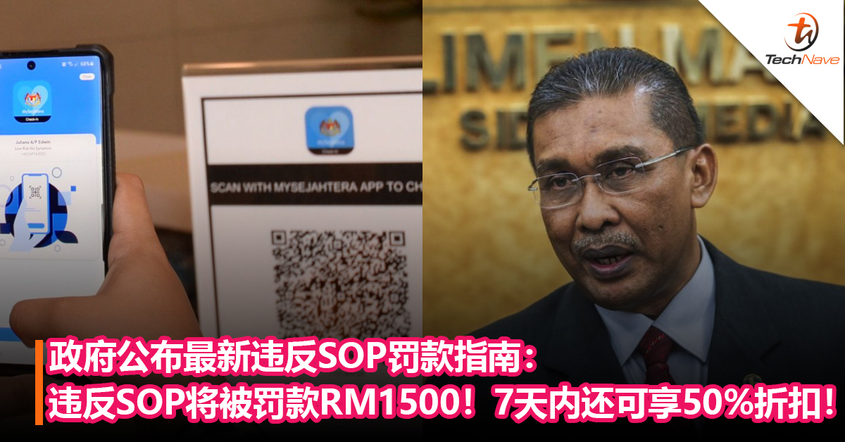 政府公布最新违反SOP罚款指南：初犯低风险将被罚款RM1500！7天内还清可享50%折扣！