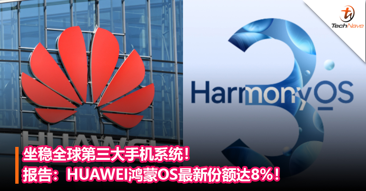坐稳全球第三大手机系统！报告：HUAWEI鸿蒙OS最新份额达8%！