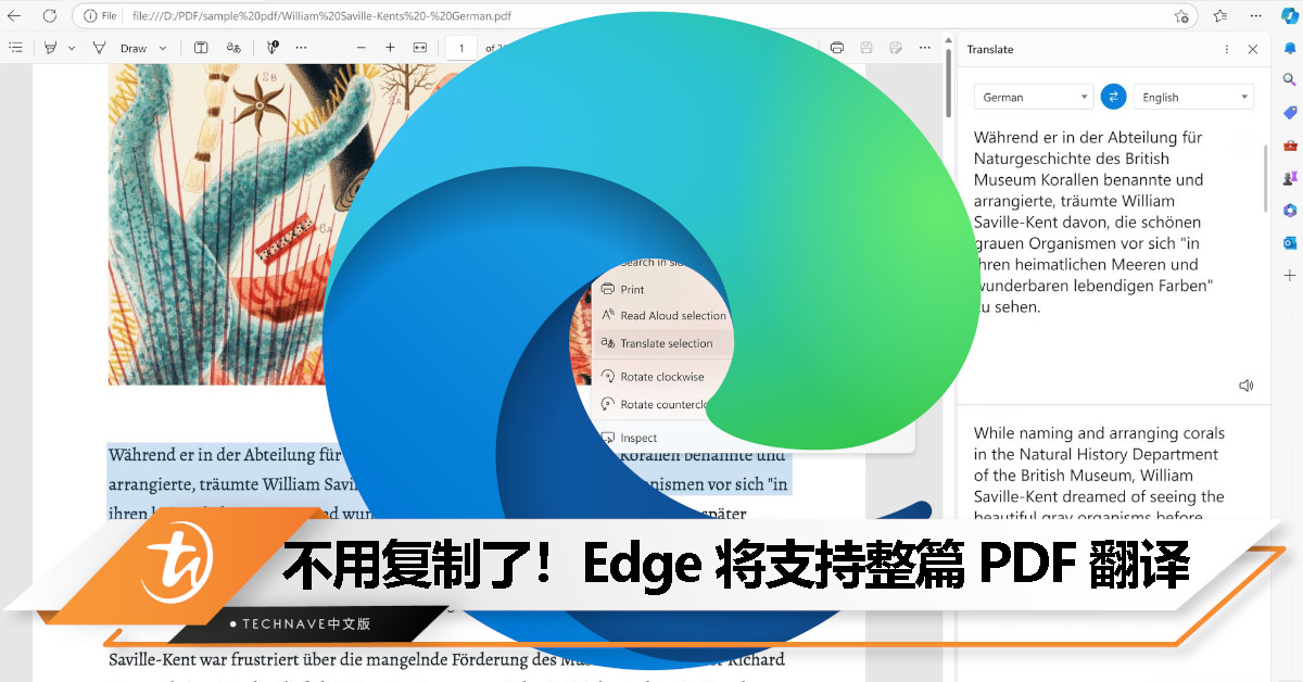 更省事！Microsoft Edge 即将支持一键翻译完整 PDF 文件，还能自动摘要 Word 和 Excel 内容